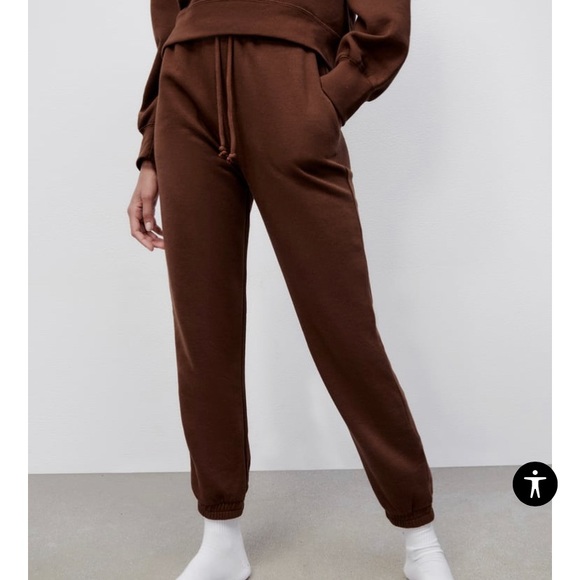 BURGUNDY ZARA PLUSH JOGGERS - Picture 1 of 4